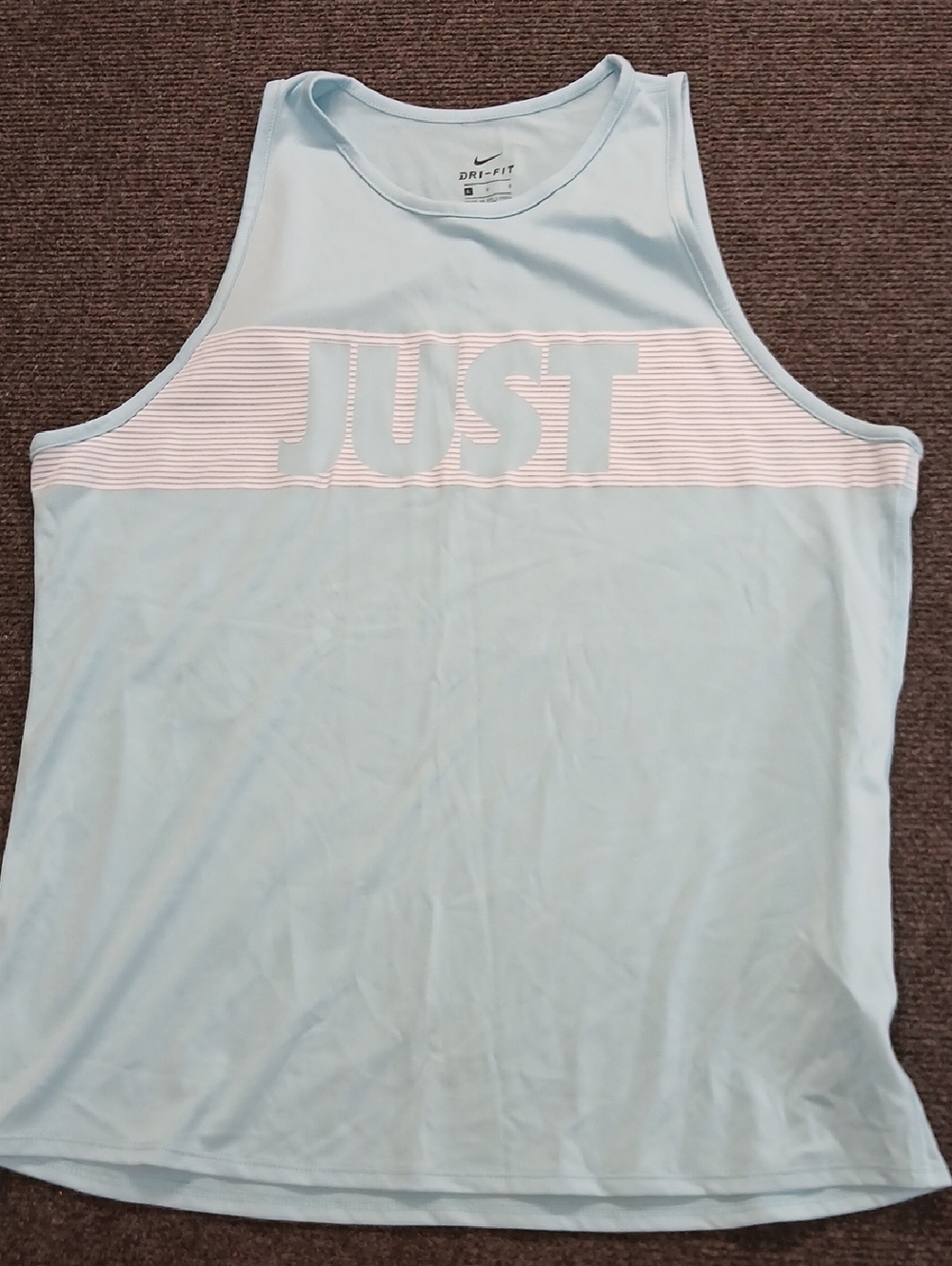 Nike Dri-fit Light Blue Sleeveless 'JUST Do It' Athletic Tank Sz Lg
